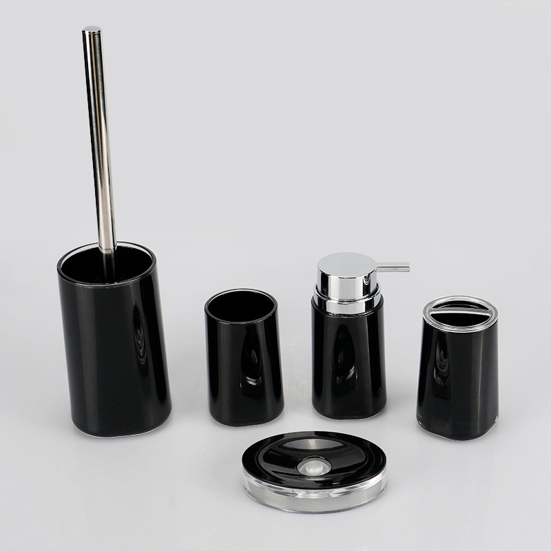black classic bathroom plastic accessory set